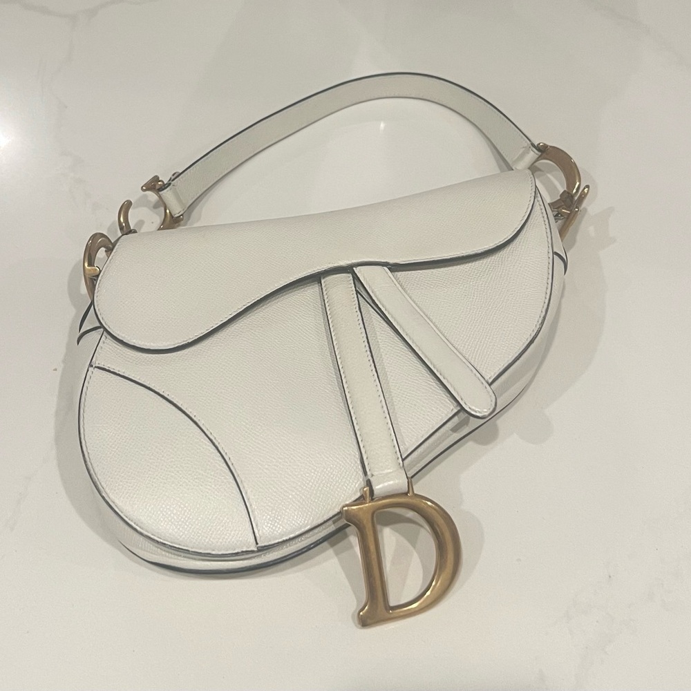 Dior White Saddle Shoulder Bag